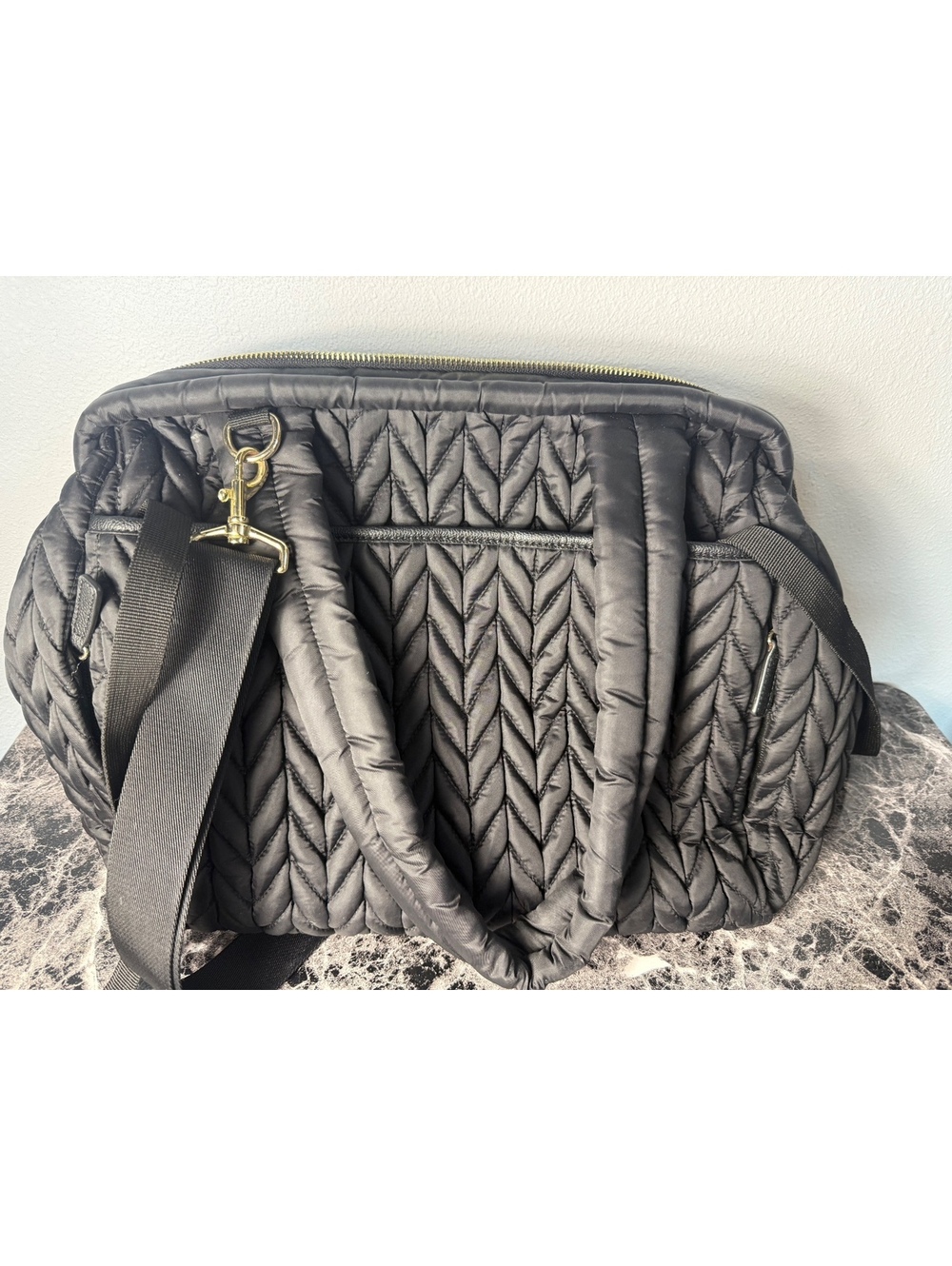 Happ Paige Carryall Black Quilted Doctors Bag Diaper Bag